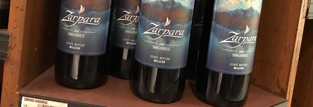 Zarpara Sangiovese bottles on store shelf